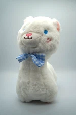 adorable white llama plush trendy blue bow plush toy alpaca fluffy