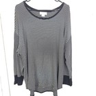 Liz Claiborne Shirt Womens 2X Striped Wide Neck Weekend Stretchy Ribbing