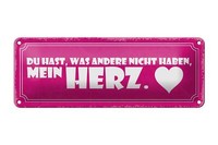 Blechschild Spruch 27X10Cm Du Hast Mein Herz Geschenk Metal Deko Schild Tin Sign