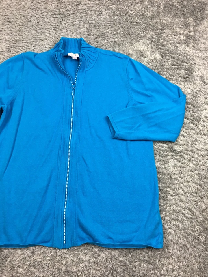 Quacker Factory Full Zip Jacket Womens Size Large Mock Neck Stretch - Image 2 of 4