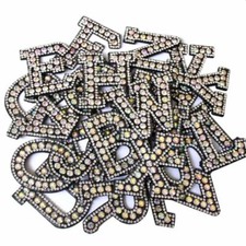 Rhinestone Sparkle Letter Patch Patches Sew /Iron on Alphabet Embroidery Clothes
