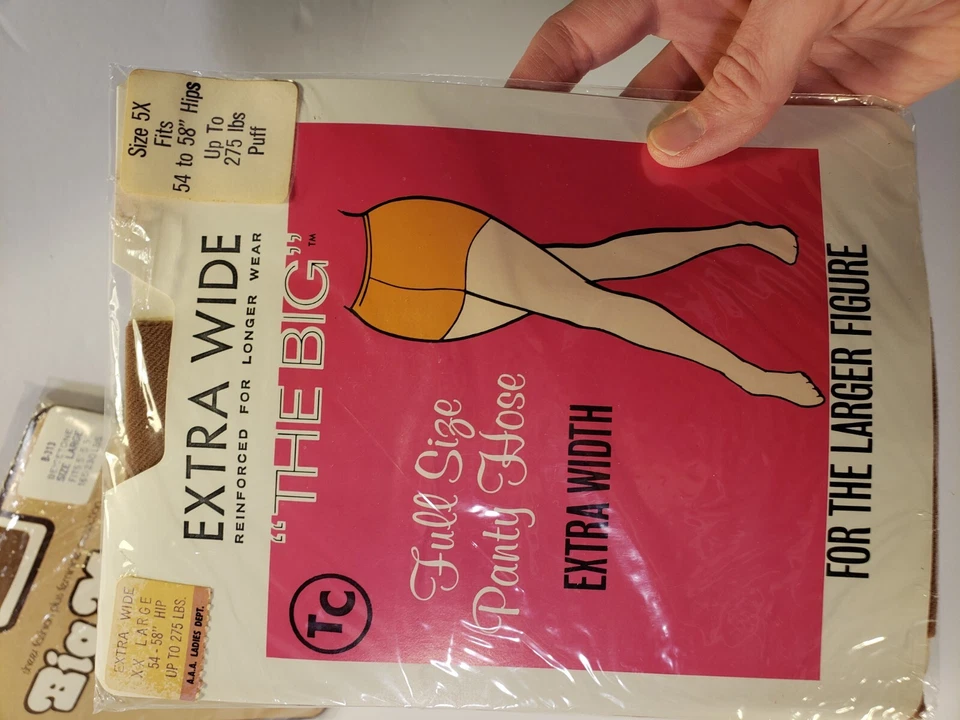 Nuevo en Paquete Lote De 2 Pantimedias De Colección Años 70 Para Mujer Talla Grande Nylon Medias Grandes XXL Foto 2 de 4