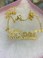 14k Gold Overlay Personalized Name Necklace Plate yellow/ SP3