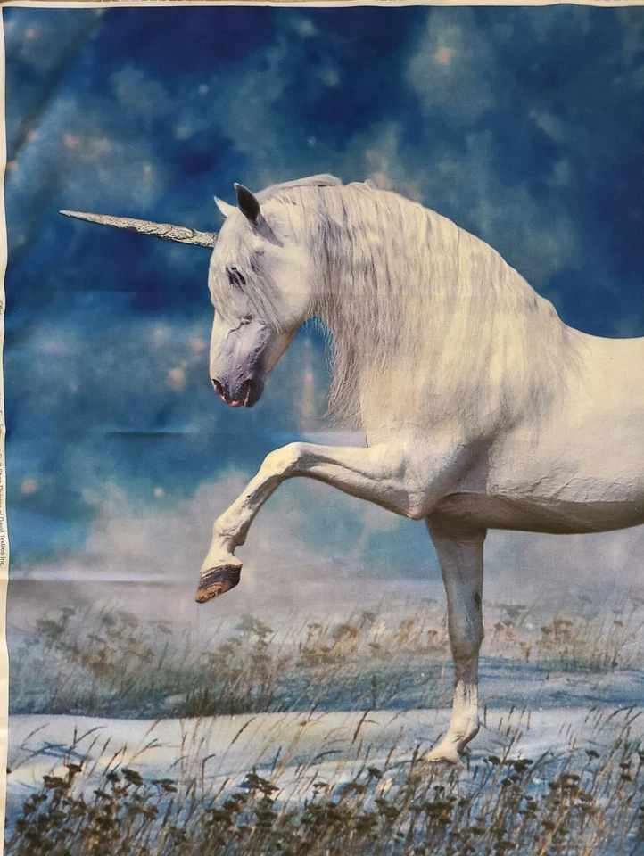 Digitally Printed White Unicorn Beach Fabric Panel 35"L X 44"W By Four Seasons - Image 2 of 4