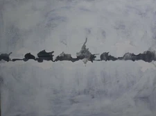 original art Abstract Expressionism "Pulse Blurb" black white Justin Brown  