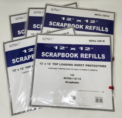 5 Packs Alpha 1 Scrapbook Refills 12A1-R 25 Top Loading Protector Sheets 12"x12" - Image 1 of 3