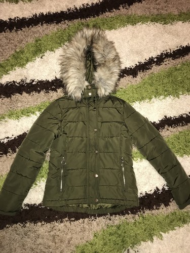 Petite Topshop Khaki Puffer Jacket Coat 