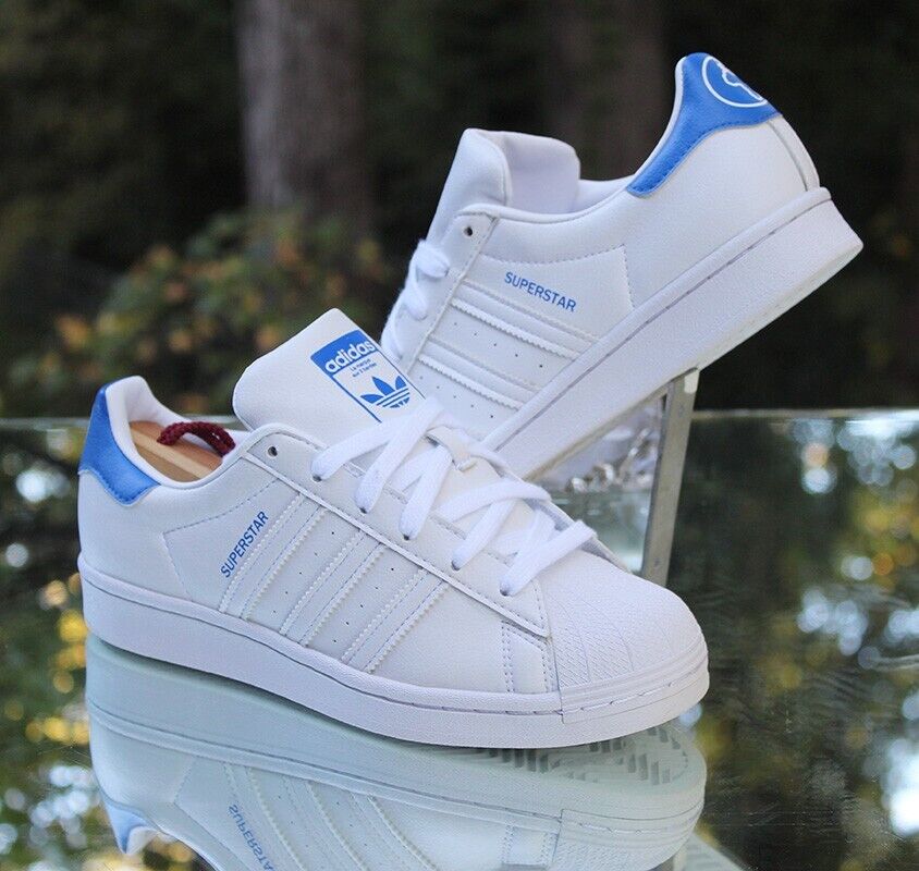 Adidas Superstar J Size 5.5 Cloud White Blue Custom FW0816 Adidas Superstar J Size 5.5 Cloud White Blue Custom FW0816