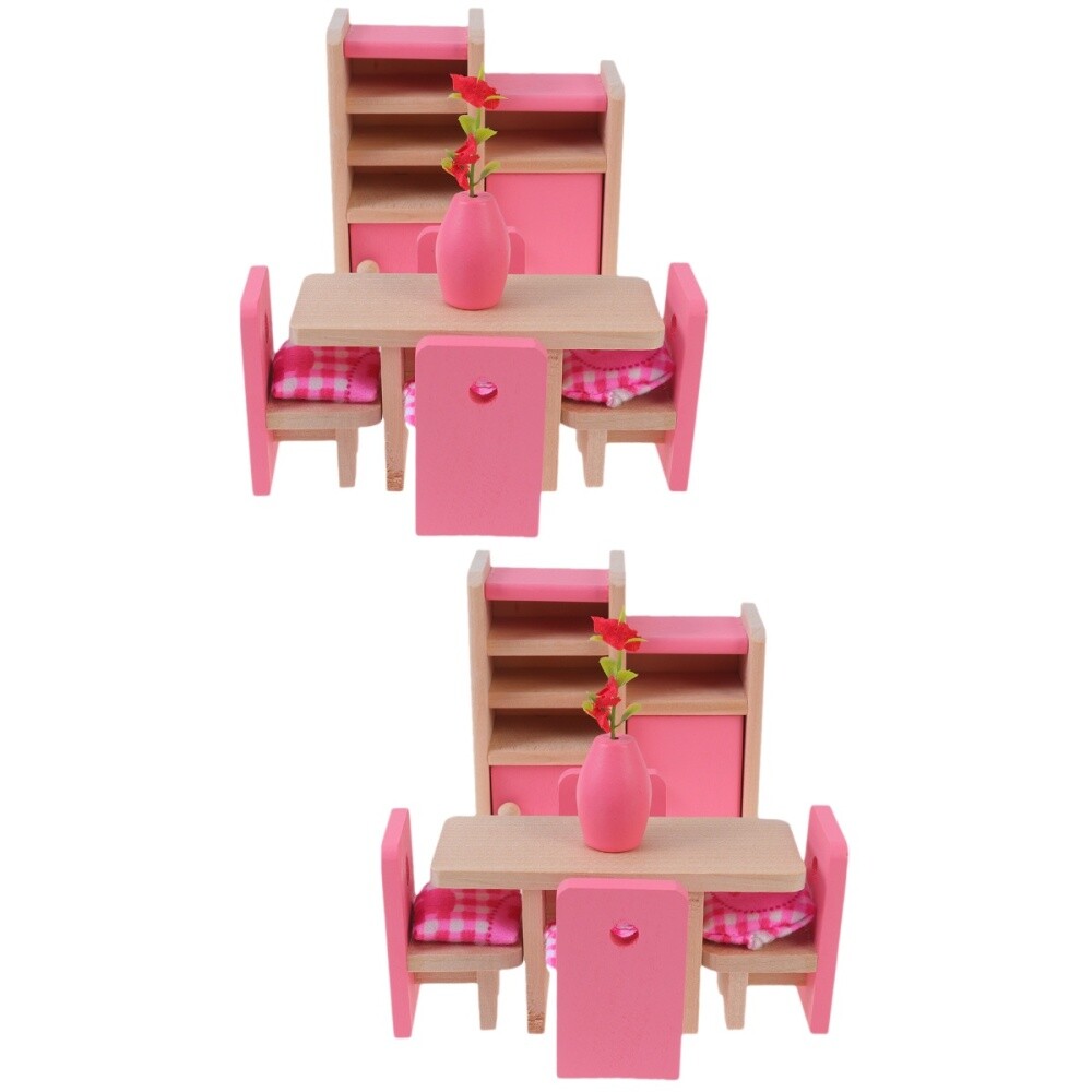 2 PCS Bamboo Mini Restaurant Furniture Wooden Dollhouse Ratio eBay