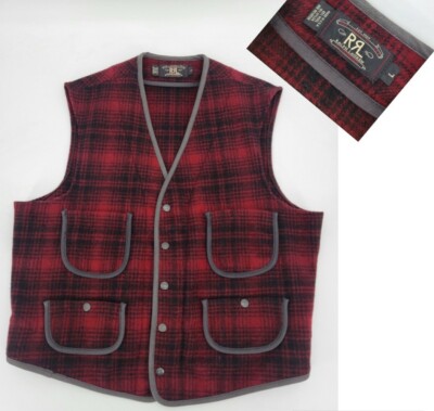 ダブルアールエルRRL ”HONBRE CHECK”WOOL VEST Plaid Wool-Cotton Vest