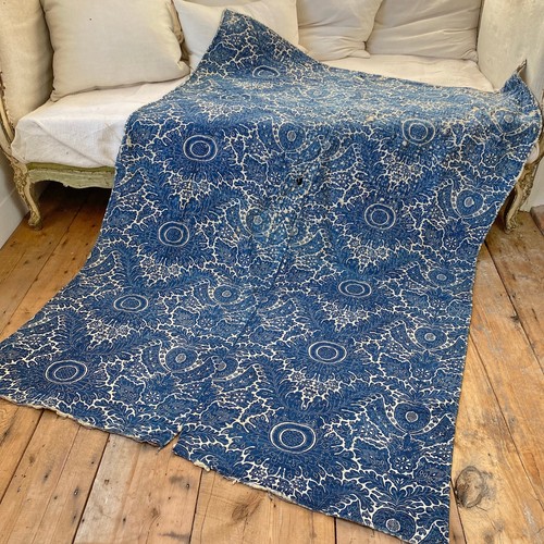 Antiguo Edredón Índigo Resistente Francés Siglo XVIII RARO y Fabuloso El Textil T - Imagen 3 de 10