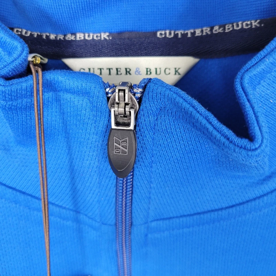 NWT Cutter & Buck 1/4 Zip Jacket Pullover Golf Pima Cotton Mens Bright Blue 1X B - Image 4 of 4