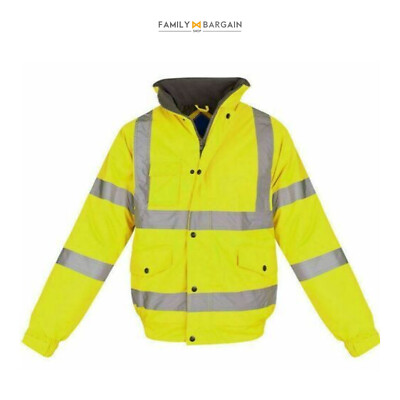 Hi Vis Viz High Visibility Waterproof Bomber Jacket Padded Work Safety NEW - View #2