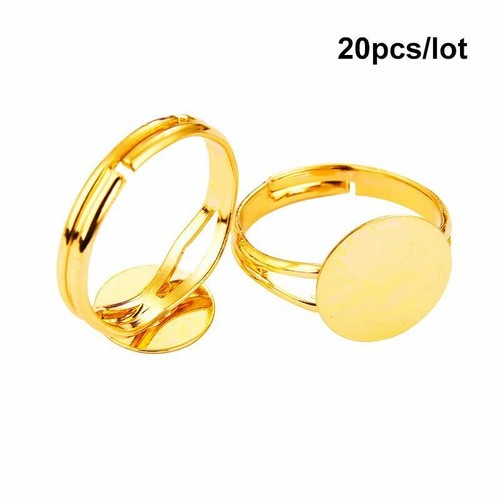 20pcs Adjustable Blank Ring Base 12mm Cabochon Cameo Bezel Trays Jewelry Making - Picture 14 of 16
