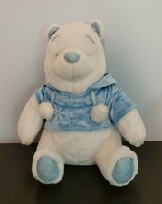 Disney Store Winnie The Pooh Bear White Winter Plush Stuffed Animal Snowflake