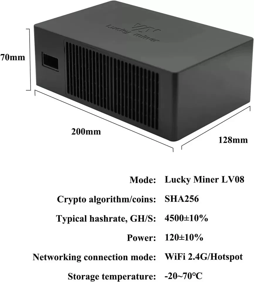 Lucky Miner LV08 4.5Th/S BTC Bitcoin Miner SHA-256 WIFI Solo Mining Lotto Device - Image 4 of 4