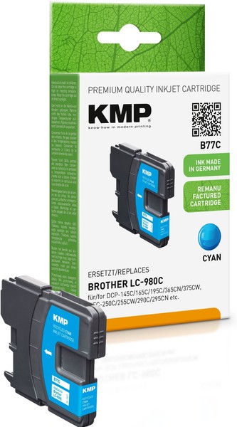 Kmp B77C Cyan Tintenpatrone Ersetzt Brother LC-980C-image