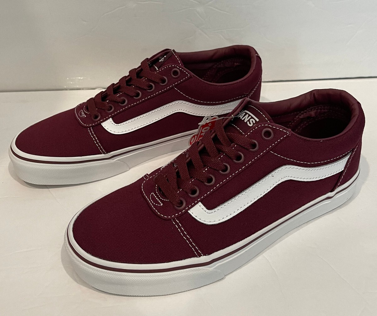 New Vans Ward Men's Skate Shoes Sneakers Burgundy/White - Main Image