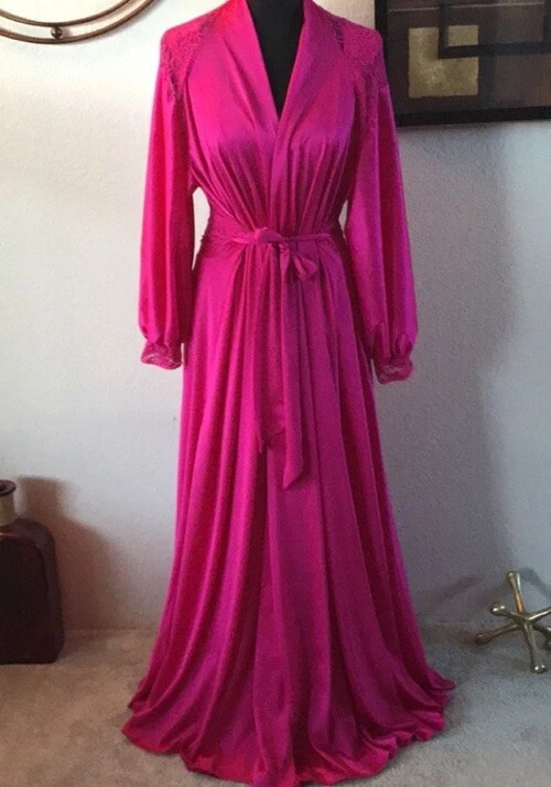Raro Olga Grand Barrido Completo Rosa Vintage Largo Maxi Camisón Bata Peignoir Foto 3 de 4