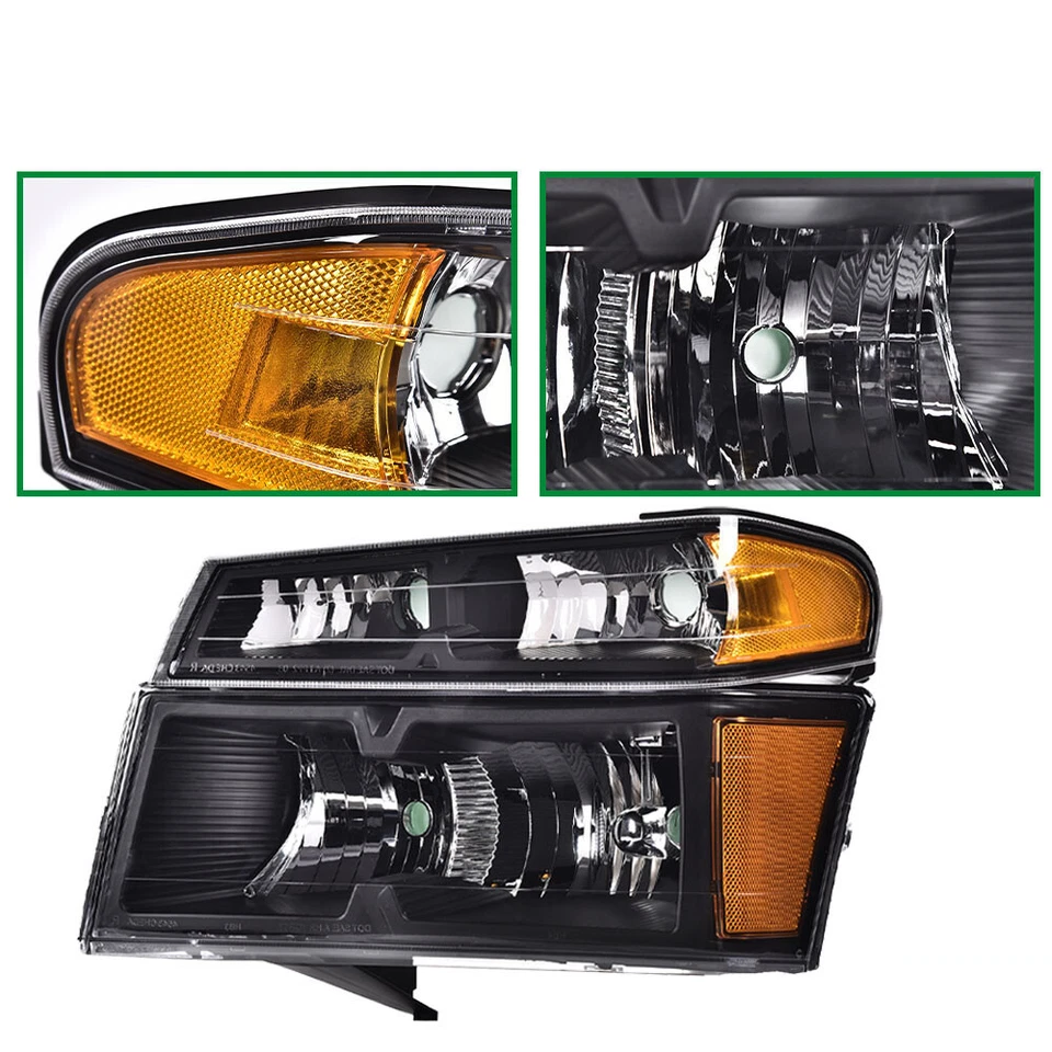 Fit For 2004-2012 Chevy Colorado GMC Canyon Black Headlights+Tail Lights Set Foto 4 de 4