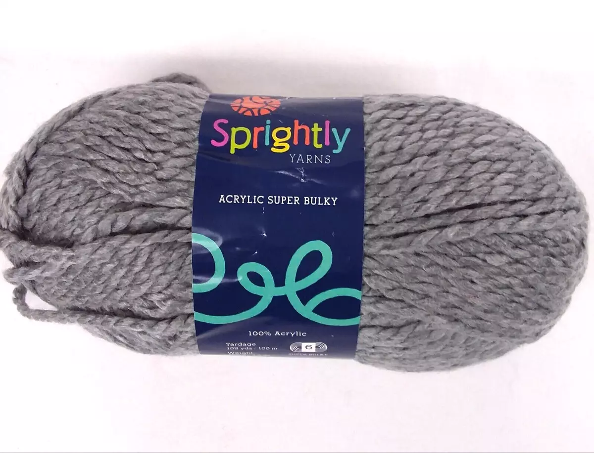 1 Sprightly Yarn Acrylic Super Bulky Medium Grey Crochet Knit