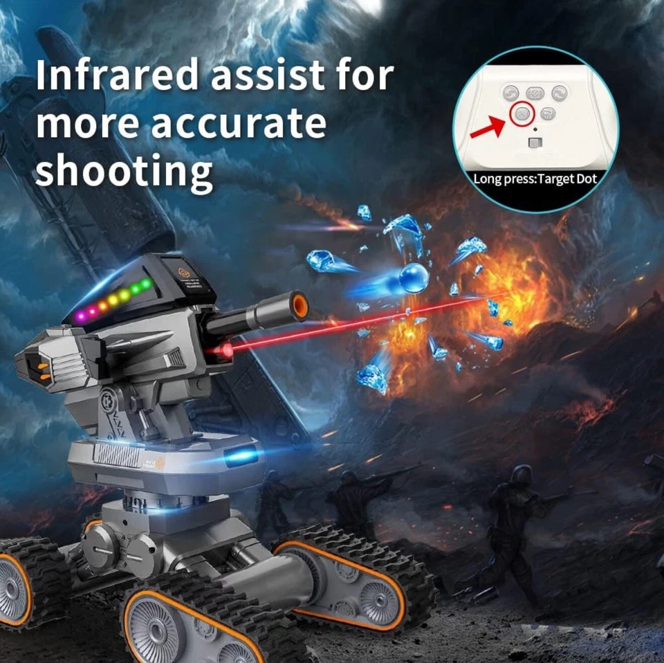 RC Tank Battle Battle Destroyer 1/10 Scale 4x4 Shoot Water Bombs - White Color - Image 4 of 4