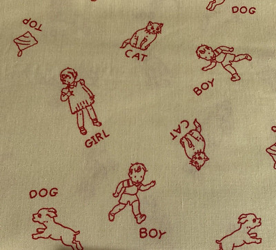 Tiny Tots Fabric By The Vintage Workshop & Red Rooster Boy Girl Red Cream 1+ Yds