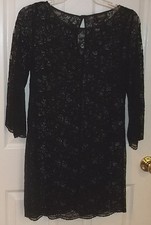 LAUNDRY~Little BLACK LACE Mini DRESS~size 4~NEW~Dressy SEXY Shift Short Cocktail