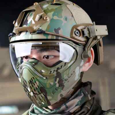 FULL FACE PAINTBALL Airsoft Mask Motorcycle Goggle Tactical Detachable