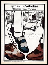 1974 Bostonians Spectators Brown Patent Shoes Comic Drawing Vintage PRINT AD