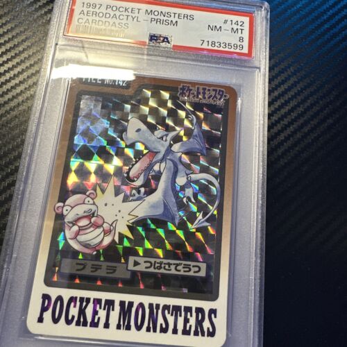 Pokemon Carddass 1997 Pocket Monsters Aerodactyl Holo Prism No. 142 PSA 8 NM-MT - Picture 2 of 3
