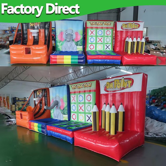 Juego inflable de carnaval de alquiler comercial 4 en 1 juegos deportivos inflables para niños