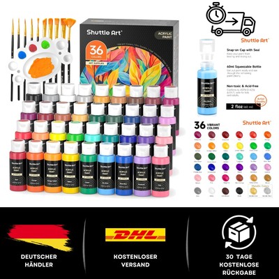 Acrylfarben Set 36 Farben - Ideal für Wand- und Kunstprojekte - Organisierte Box