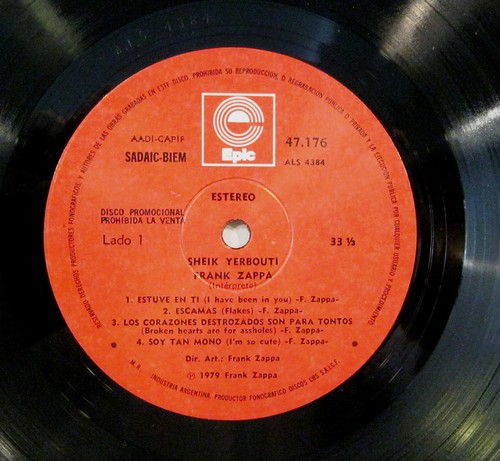 FRANK ZAPPA "SHEIK YERBOUTI" 2 lp Argentina promo mint (unplayed) - Picture 3 of 4