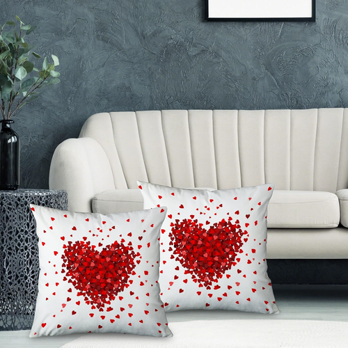 Valentines Day Red Heart Pillow Covers 18X18 Set of 2,Wedding Home Decor Love De - Picture 2 of 12