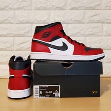 Nike Air Jordan 1 Mid Chicago Black Toe Mens Size 8 Red Black 554724-069