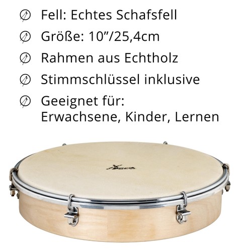 10" Hand Trommel Rahmentrommel Frame Drum Percussion Tamburin Natur Fell - Bild 3 von 9