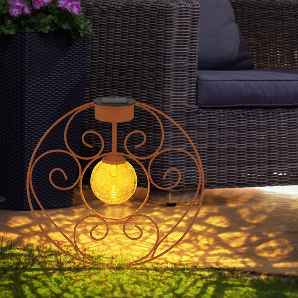 AußEnlampe Steckleuchte Solarlampe Glaskugel Balkonlampe Erdspieß Rostfarben Led-image