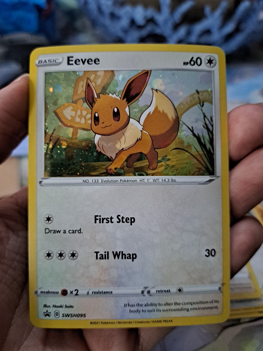 Eevee - Cosmos Holo - SWSH095 Battle Styles Black Star Promo Pokemon Card FRESH