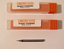 (2) NIB Micro 100 SME-026-2X ϕ0.026" AlTiN Coated Carbide End Mills:  0.039" LOC