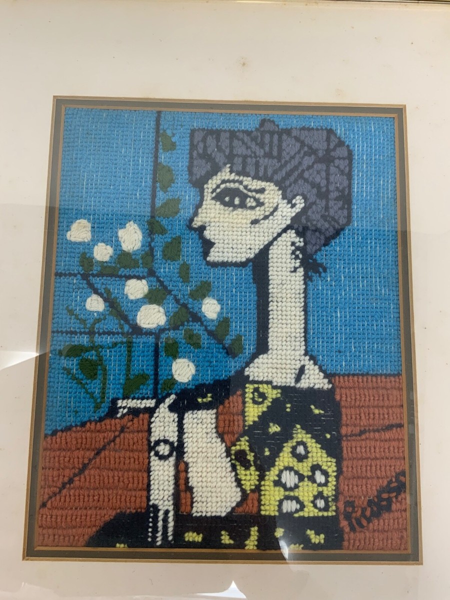フランスアート　額縁セット　NEEDLEPOINT Vintage Vintage Framed Needlepoint