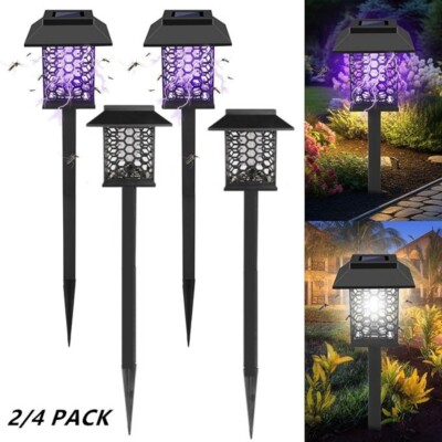 2Pack Solar Bug Zapper Outdoor Mosquito Fly Insect Repellent Lamp Light Trap