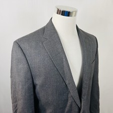 Chaps 44L Sport Coat 100 Wool Gray Two Button Lined Vented