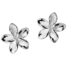 STERLING SILVER 925 HAWAIIAN PLUMERIA FLOWER STUD POST EARRINGS Gift 6MM A40
