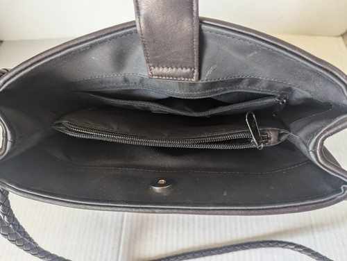 Borsa a tracolla vintage BRIGHTON marrone nero in pelle di coccodrillo e nylon - Foto 4 di 8
