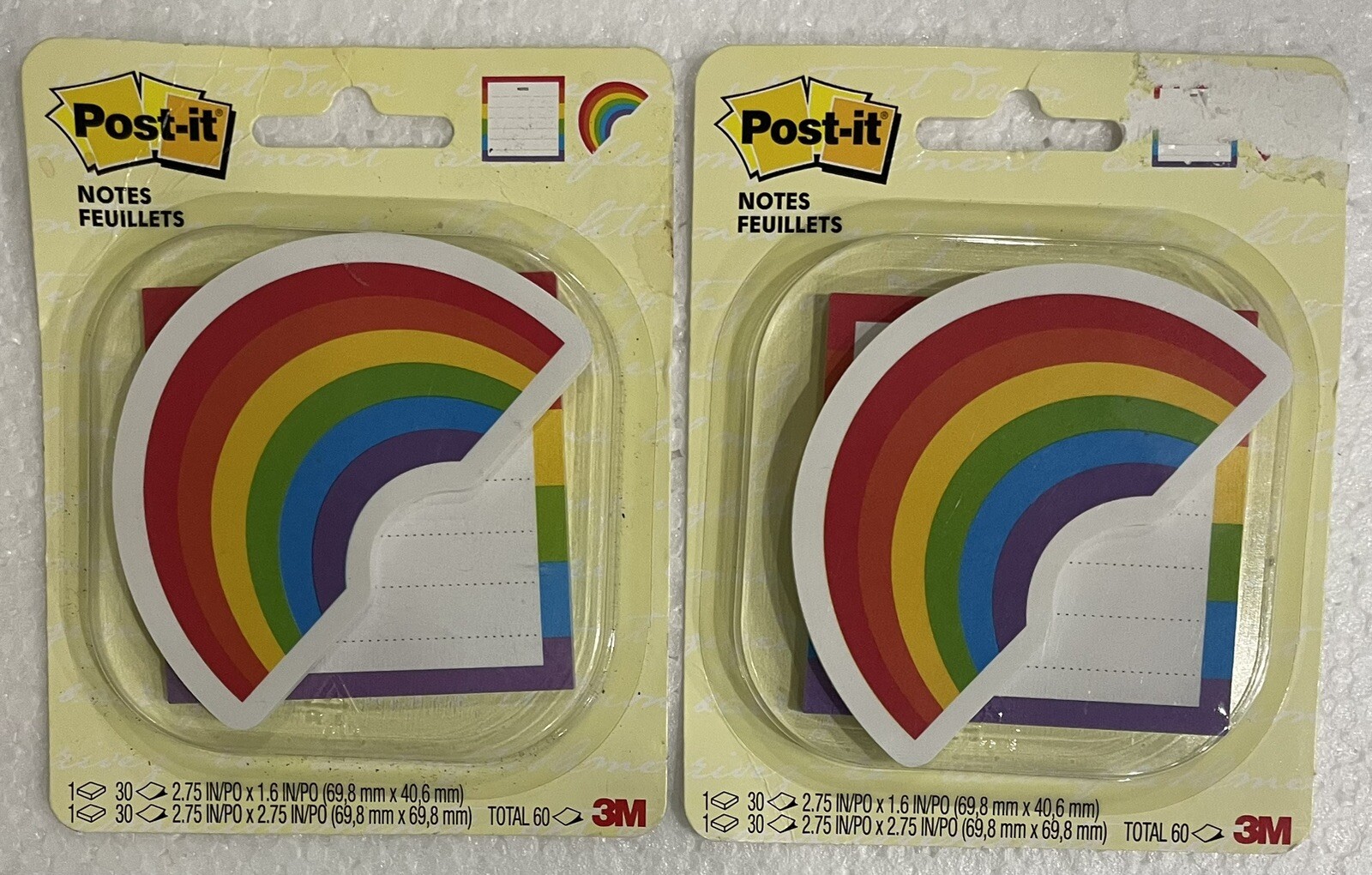 TWO Post it Notes Rainbow Design Packs - Two 30-Sheet Pads Per Pack - 4 ...
