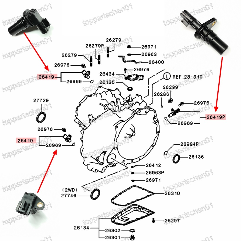 3Pcs Transmission Input &Output Speed Sensor for Mitsubishi ASX