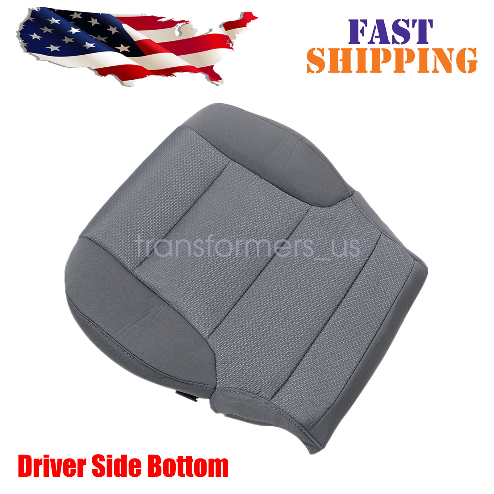 Driver Bottom Seat Cover Cloth Dark Ash Gray For 2014-2019 Chevy Silverado 1500