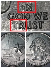 2004-P Texas Washington "n God We rust" Strike Through Error/Variety Quarter