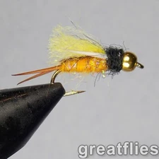 1 dozen (12) - Psycho Prince Nymph - ORANGE - Bead Head